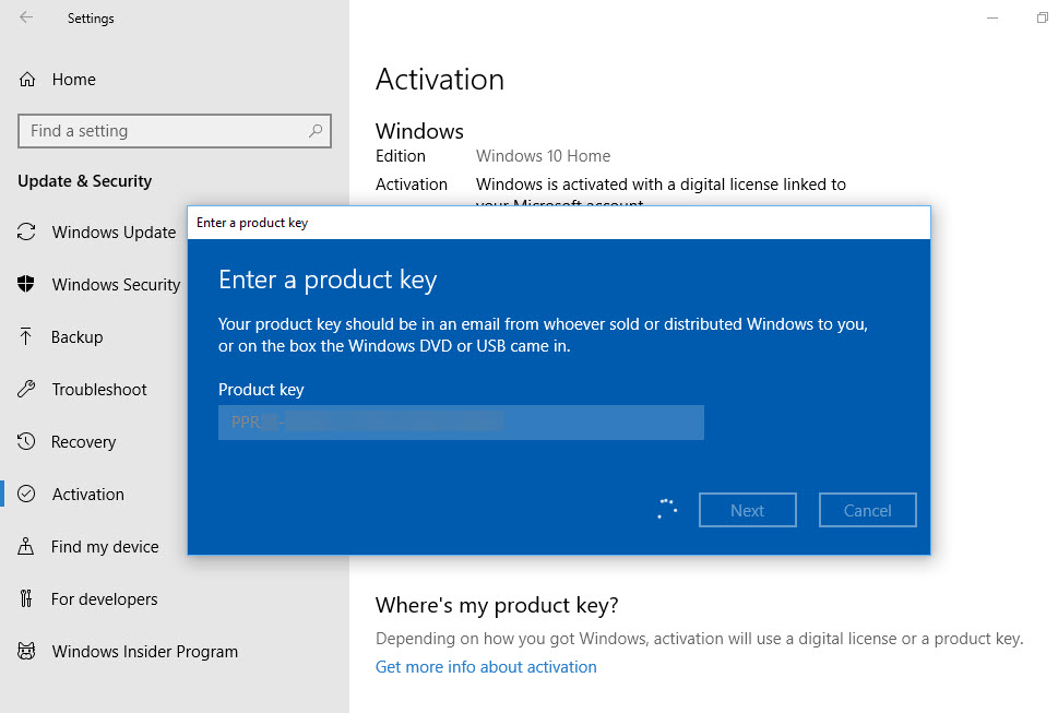 windows 10 upgrade pro key