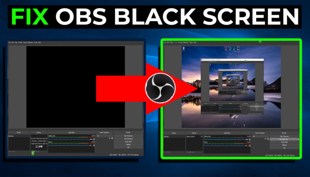 streamlabs obs black screen display capture