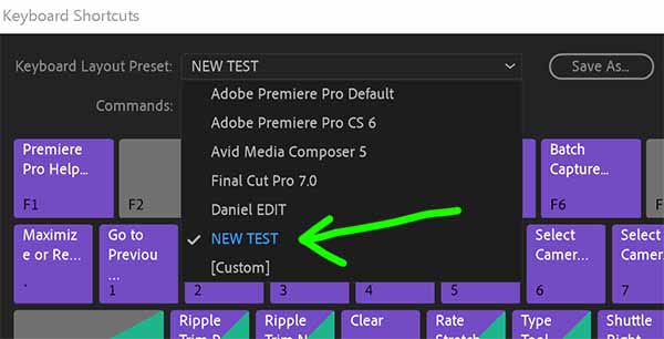 Step 04 - Seclect from List in Keyboard Shortcuts in Premiere Pro