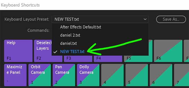 Step 04 - Select from List Keyboard Shortcuts in After Effects