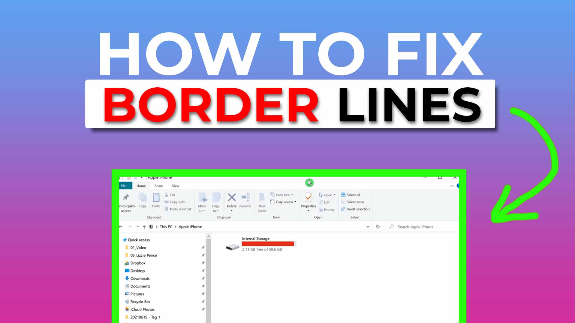 border lines missing - easy fix - windows 10