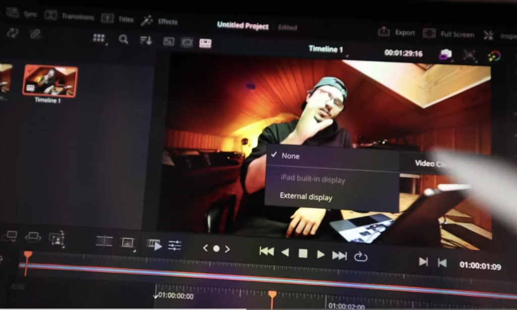 Video Clean Feed in DaVinci Resolve iPad