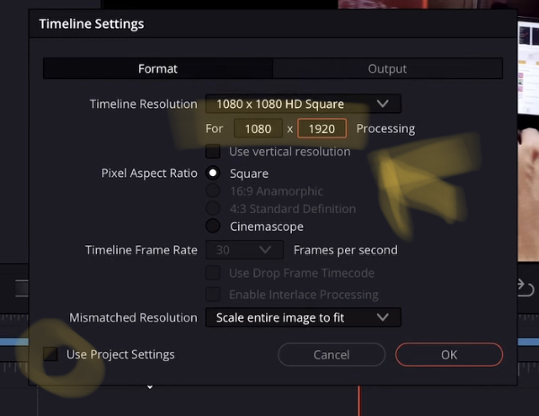 Change the Project Settings to a Vertical Timeline