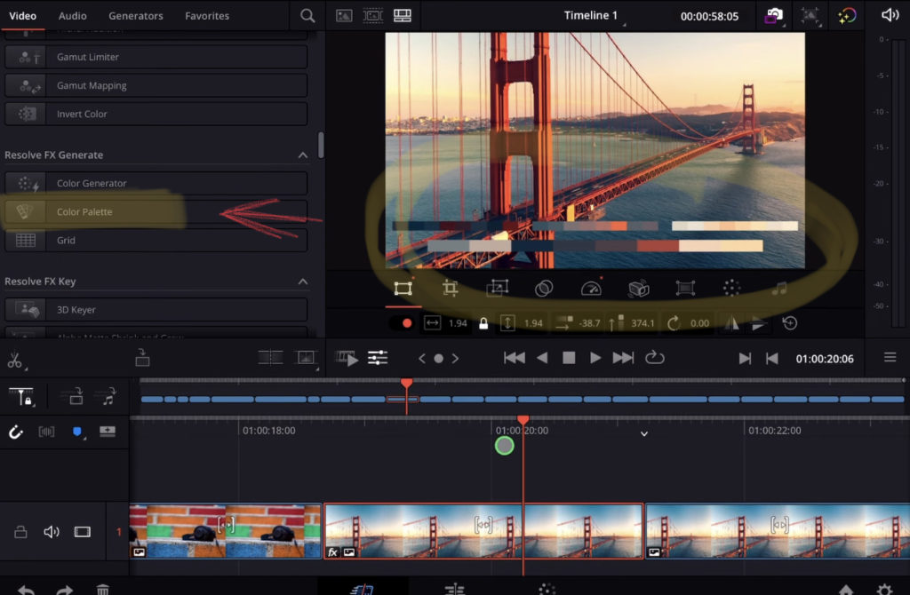 Add the Color Palette Effect in DaVinci Resolve iPad