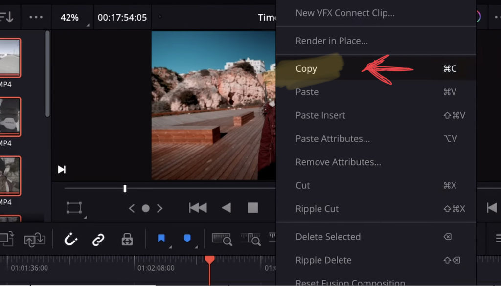 Choose Copy from the Drop Down Menu