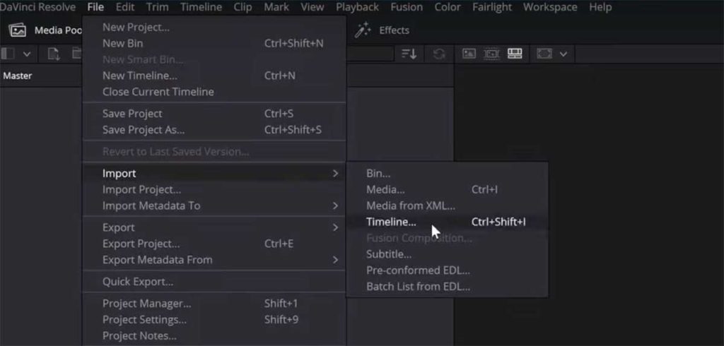 Import XML File into DaVinci Resolve