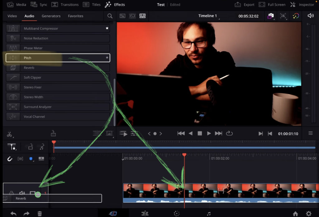 Drag Audio Effects on Clips or even on a complete Track