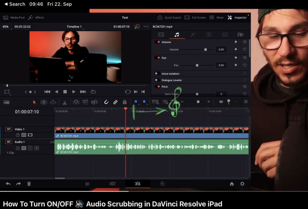 Audio Scrubbing in DaVinci Resolve iPad