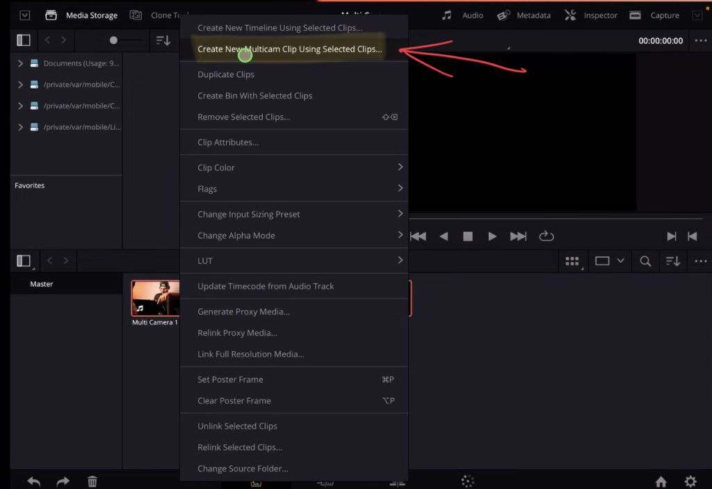 Select all multicam clips and right click