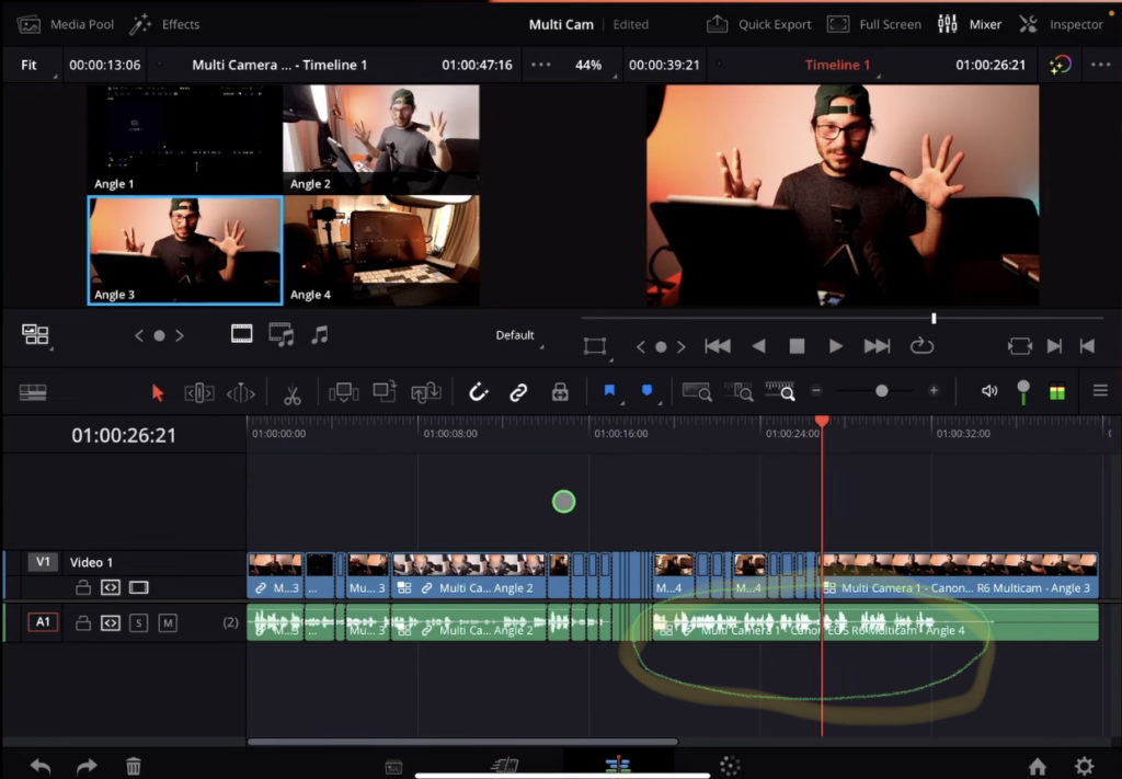 Audio only for Multicam in DaVinci Resolve iPad