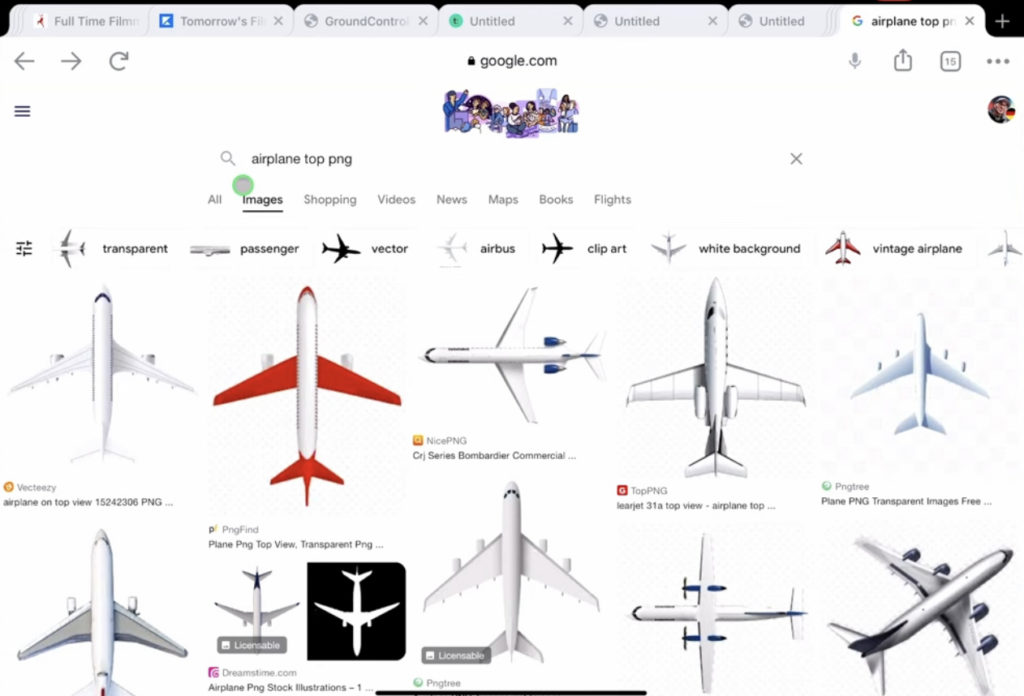 Use a Airplane PNG File from Google (They already have an Transparent Background)