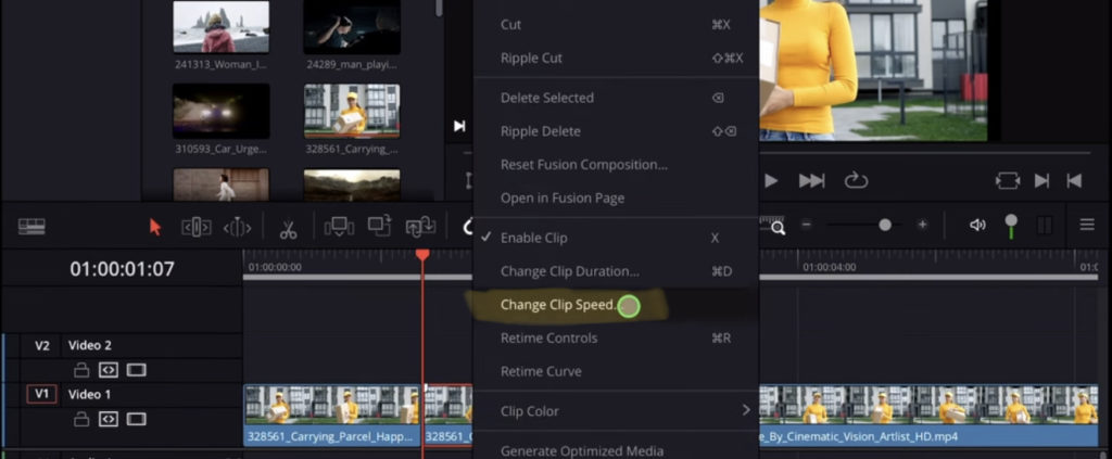 Right Click and go to change clip speed