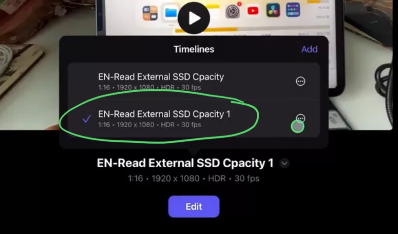 After the Duplicate you will get a new Timeline in your Timeline view. You can always select the timeline you want to work and then click on “Edit” to open that timeline in FCP iPad.