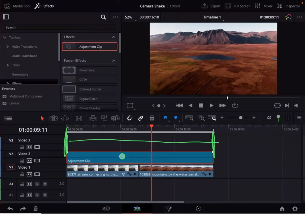 Extend the Adjustment Clip so it sits on top of both clips. I want the effect to be over both clips, thats why.