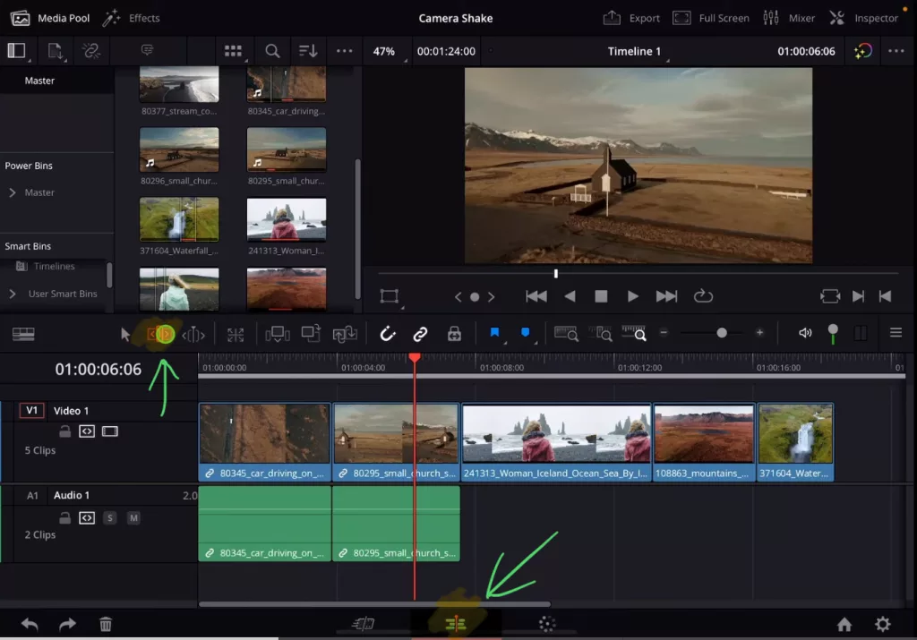 Open the Edit Page of DaVinci Resolve and toggle on the Edit Trim Mode Icon.
