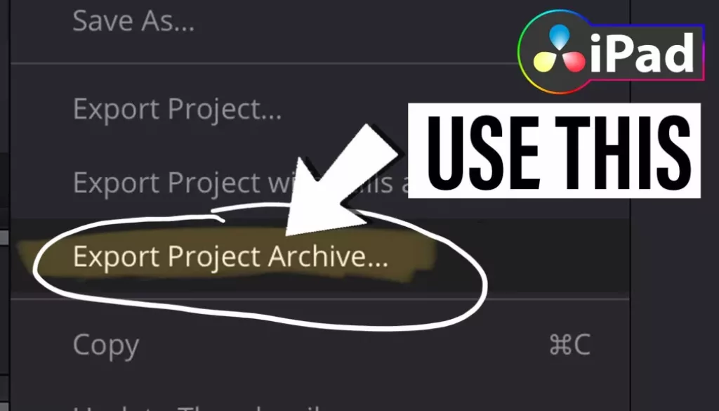 How To Export Project Archive in DaVinci Resolve iPad