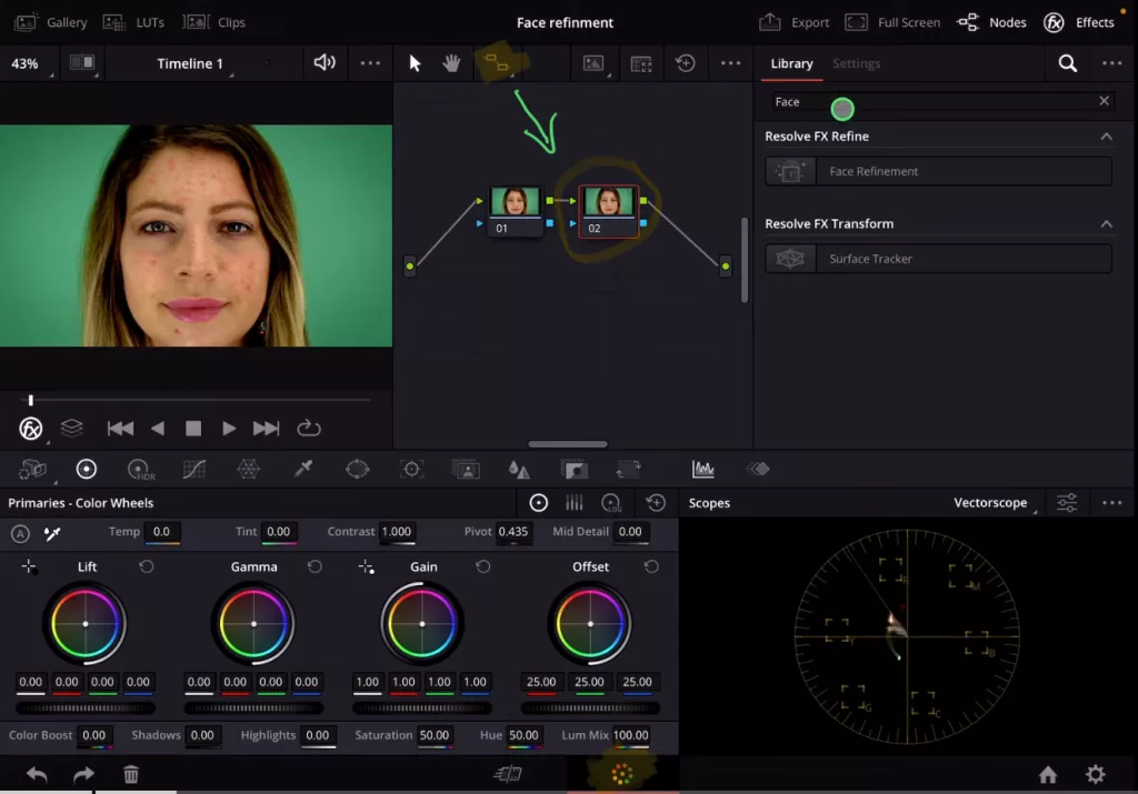 In the Color Page create a New Node (Option + S) or use the icon to create one.