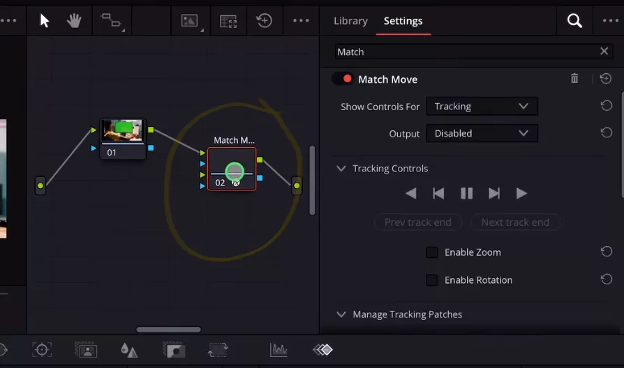 This will create the Match Move Node in between the Lines.