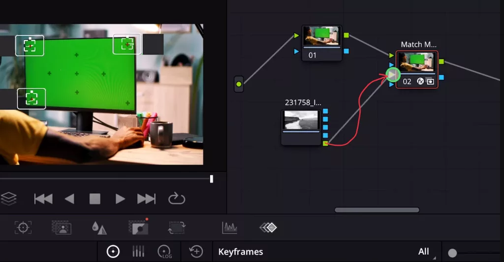 Connect the last output dot of your clip with the second last input dot from your Match Movement Node.