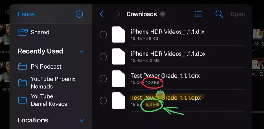 When DaVinci Resolve saves the PowerGrade it creates two files. One bigger size and one very small size. To import you have to select the bigger file size.