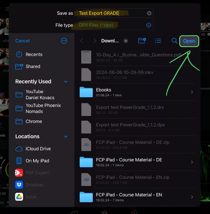 Choose your location and make sure you select the right file format “DPX Files” and give it a name and click Save. Done.