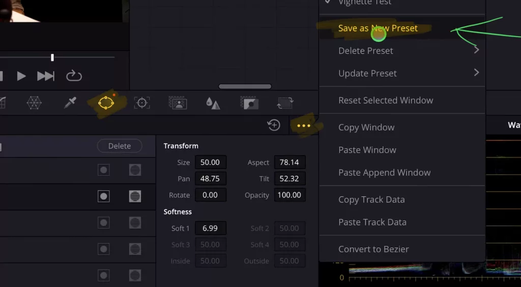 To create a Preset click on the three dots and select “Save as New Preset”.