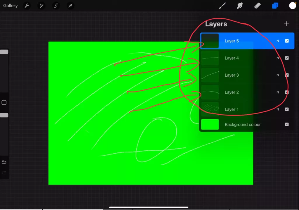 In order to fix this, we have to create layers for each step. For example i put each line on a new layer.