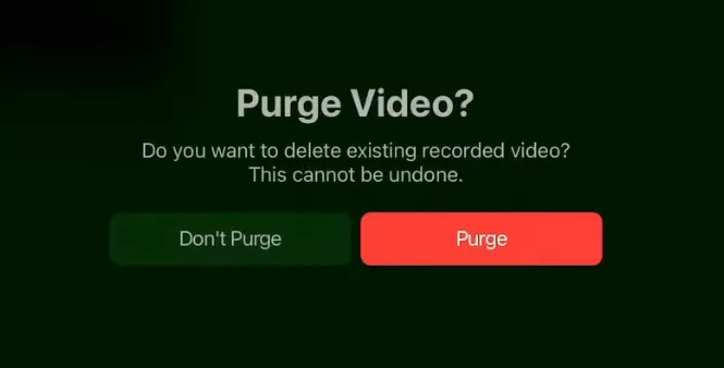 It will ask you if you want to purge the video. Then you can toggle the time-lapse recording on again to start from that point on.