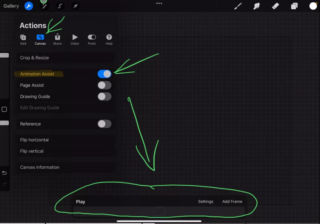 Activate the “Animation Assist” under Settings and Canvas.