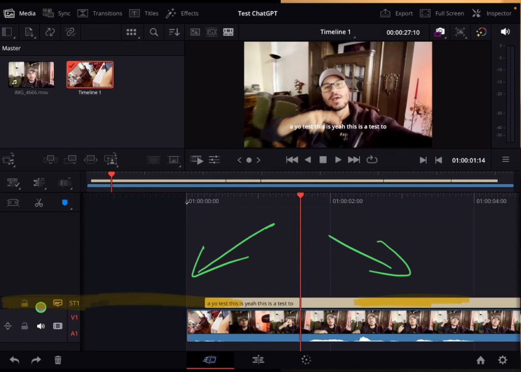 DaVinci Resolve will create a new Subtitle Track.