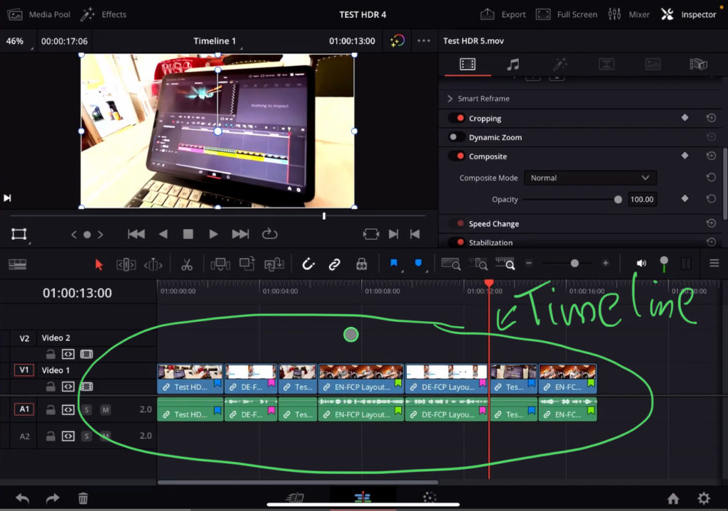 In this example i created a simple timeline and marked the same cameras with the same flag color. But in the final edit the clips land on different positions on the Timeline.