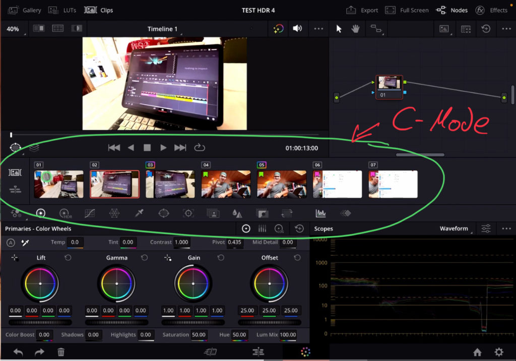 Use the Shortcut for the Source (C Mode) to change the Clip View in the Color Page to Match the Cameras and not Timeline anymore. If you want to see the Timeline view use the Record (A Mode) Shortcut.