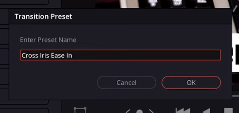 Give the Transition Preset a unique name.