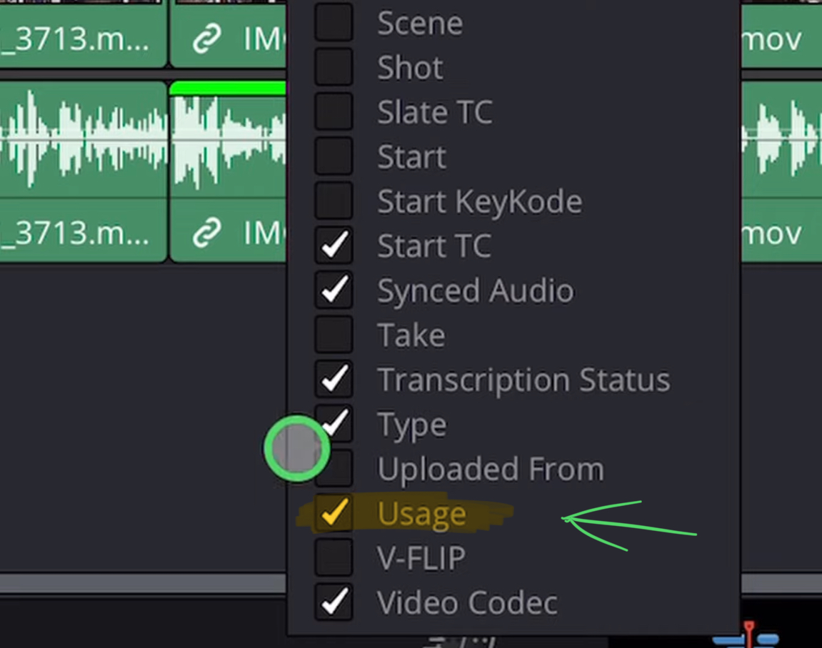 Toggle on the Usage.