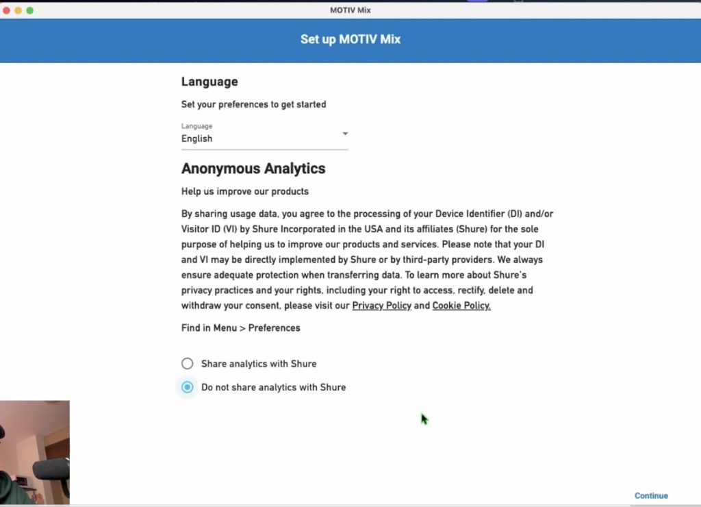 Decide if you want to share Analytics or not.