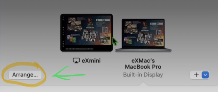 To change the position of your iPad's you can use the "Arrange" Button.