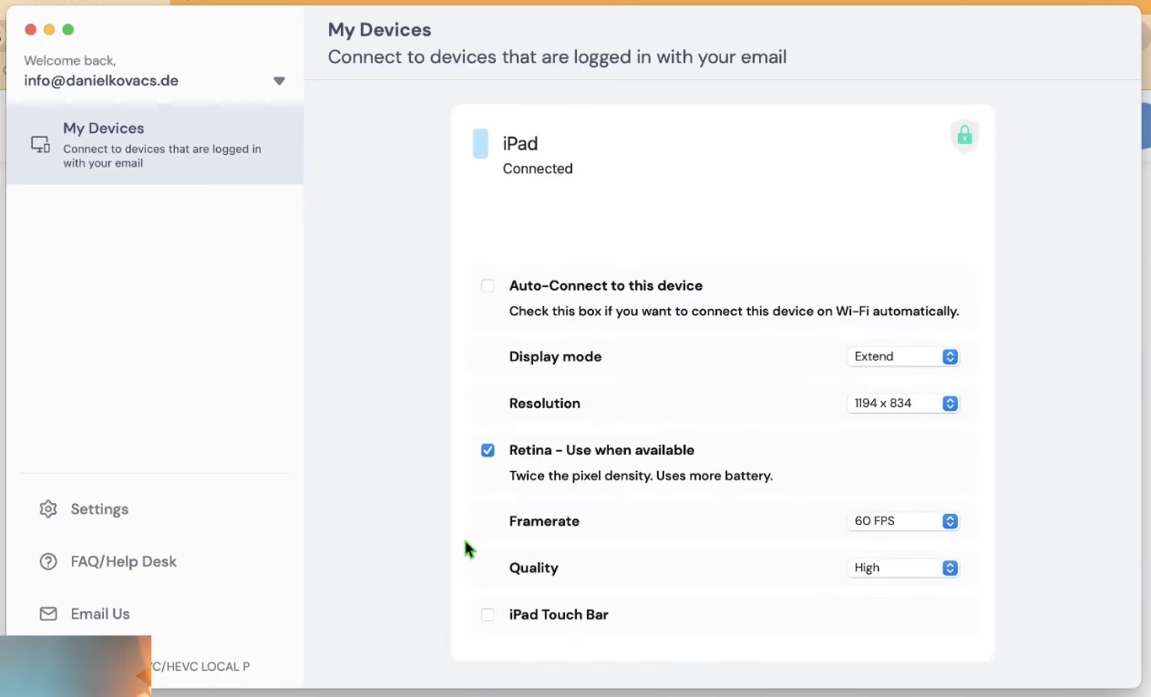 You simple launch both Duet Apps (On Mac and iPad) and you can start using it.