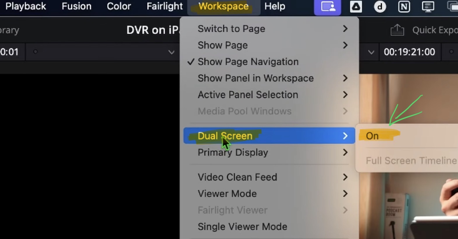 Two use both iPad Screens in DaVinci Resolve, make sure to first connect both iPad's so that they show in the Display settings. Then you have to restart DaVinci Resolve. After the restart you can go to Menu Workspace and activate Dual Screen "On". After that you can move the windows wherever you like.