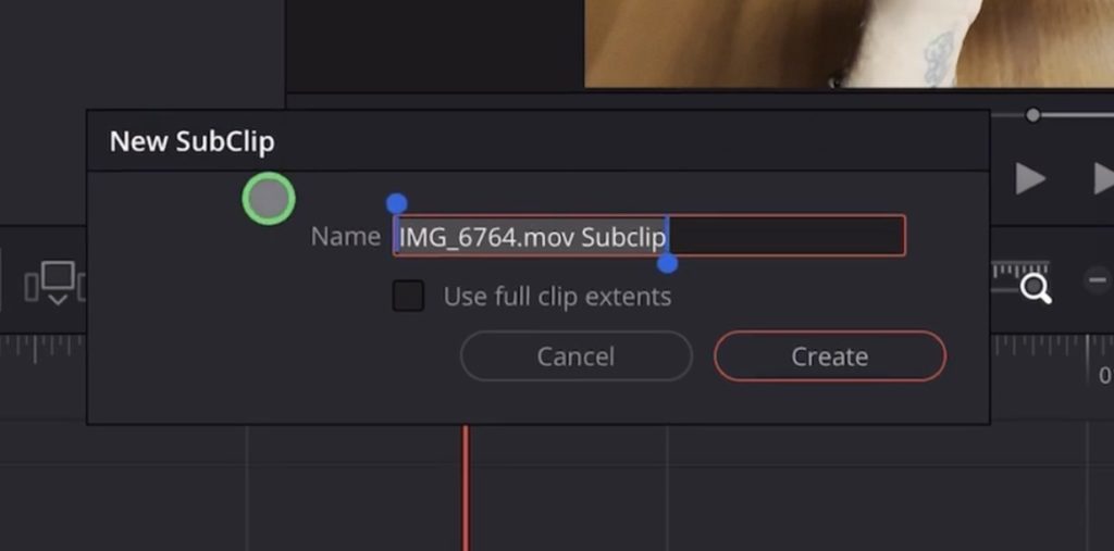 You can give the new SubClip a name.