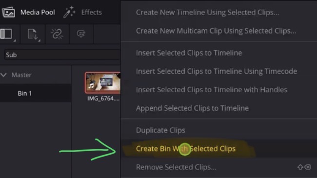 If you created a lot of SubClip’s you can select them all and right click and choose “Create Bin from selected Clips”.