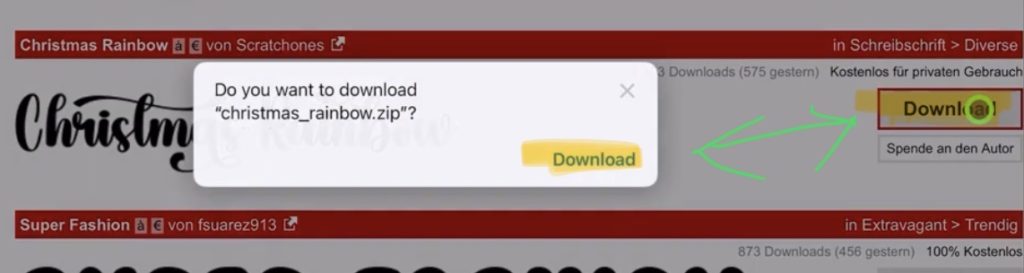 Download the Font you want and click on the Download Button.