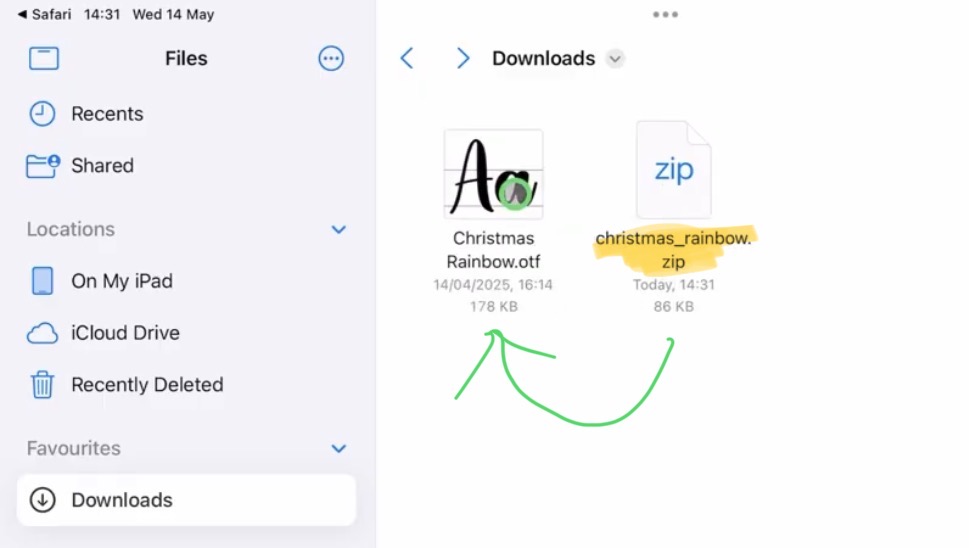 This will open the Files App and here we have to extract the ZIP File. Simply double tab on the Zip File and you get the Font File.