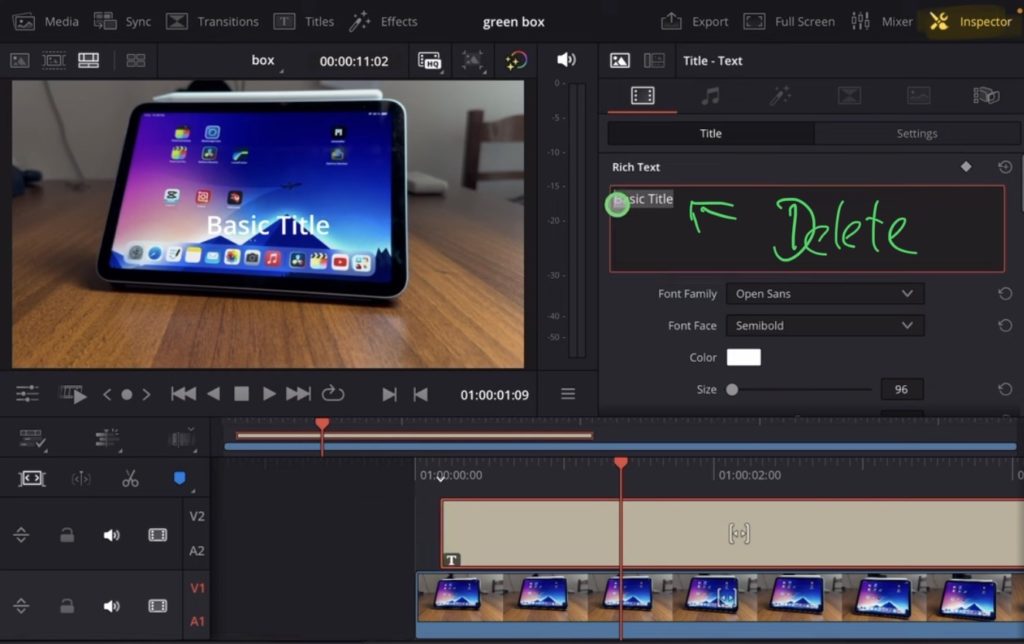 Step 2: Delete the text.