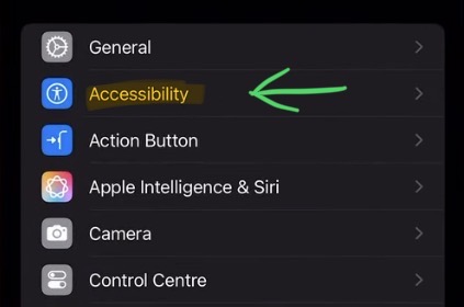 Step 1: Go in the iPhone Settings to “Accessibility”.