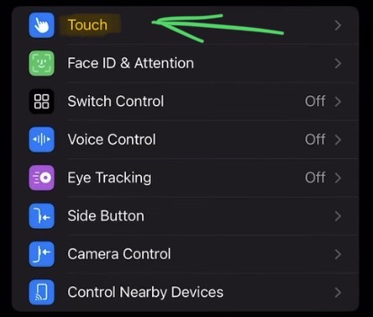 Step 2: Go to Touch.
