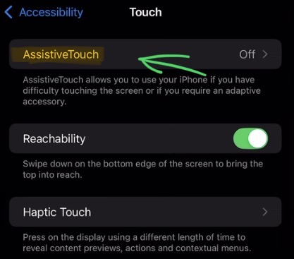 Step 3: Go to “AssistiveTouch”.