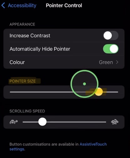 Step 5: You can even increase the size of the Pointer.