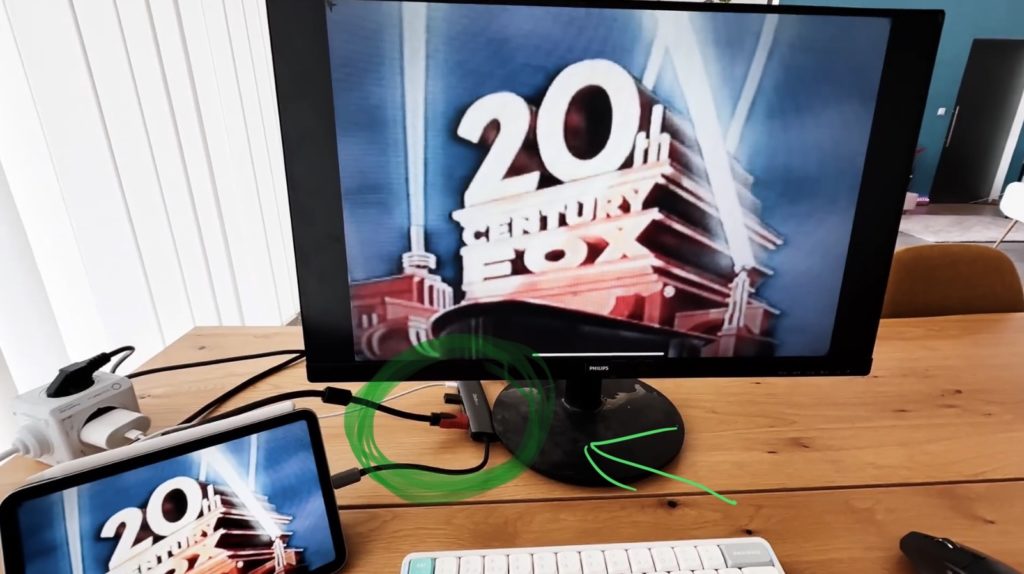 I use a USB-C Hub to connect the external Monitor via HDMi to my iPad.