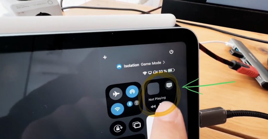 Start the Game, Movie or Music you want to listen to and open the Control Centre (Swipe down from the top right corner).