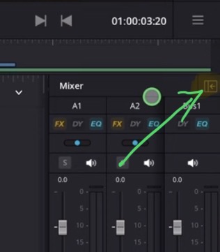 In the Audio Mixer window when you click on the little icon on the top right you can expand this window to full size as an overlay on top of the timeline.
